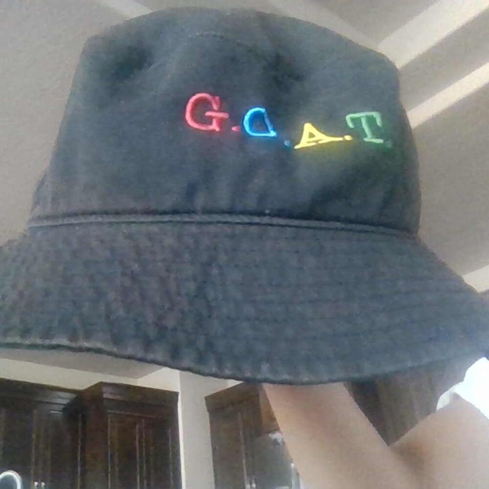 black bucket hat